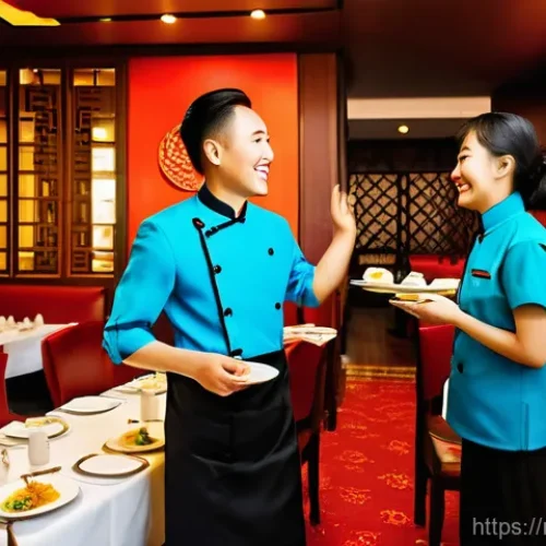 Home 17 카자흐스탄 내 중국 문화의 영향 - **Prompt:** A bustling, modern Chinese restaurant in Almaty, Kazakhstan, at golden hour. The interio...