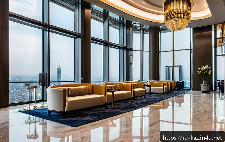 누르술탄에서의 추천 숙소 - A luxurious modern hotel lobby in Nur-Sultan featuring stylish contemporary design with spacious sea...